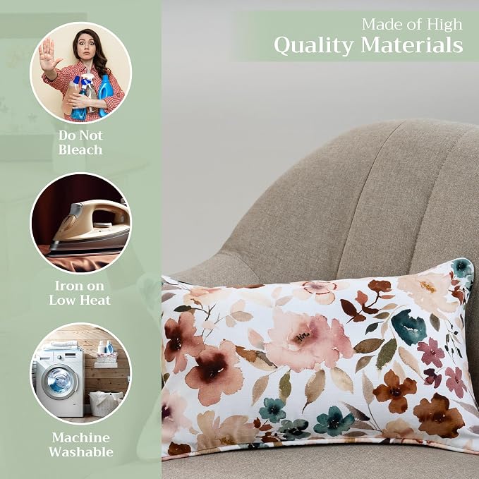 Maison d' Hermine Throw Pillow Covers 100% Cotton (12" x 20" - Pack of 1)