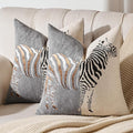 AmHoo Set of 2 Throw Pillow Covers Zebra Chenille Patchwork Decorative Pillows Cover Pillowcase for Sofa Couch Bed 18 x 18-Inch Gray