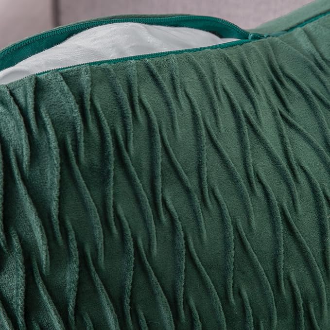 MADIZZ Set of 2 Super Soft Velvet Decorative Throw Pillow Covers 18x18 inch Army Green Square with Texture Luxury Style Cushion Case Pillow Shell for Sofa Bedroom
