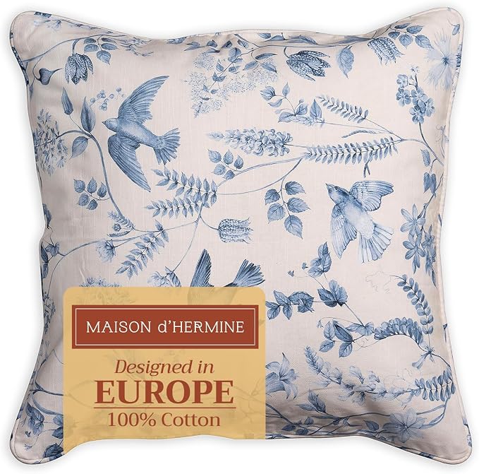 Maison d' Hermine Throw Pillow Covers 100% Cotton (18" x 18" - Pack of 1)
