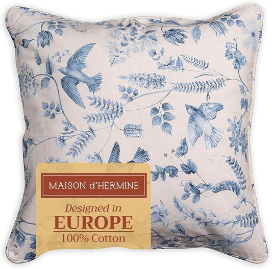 Maison d' Hermine Throw Pillow Covers 100% Cotton (18" x 18" - Pack of 1)