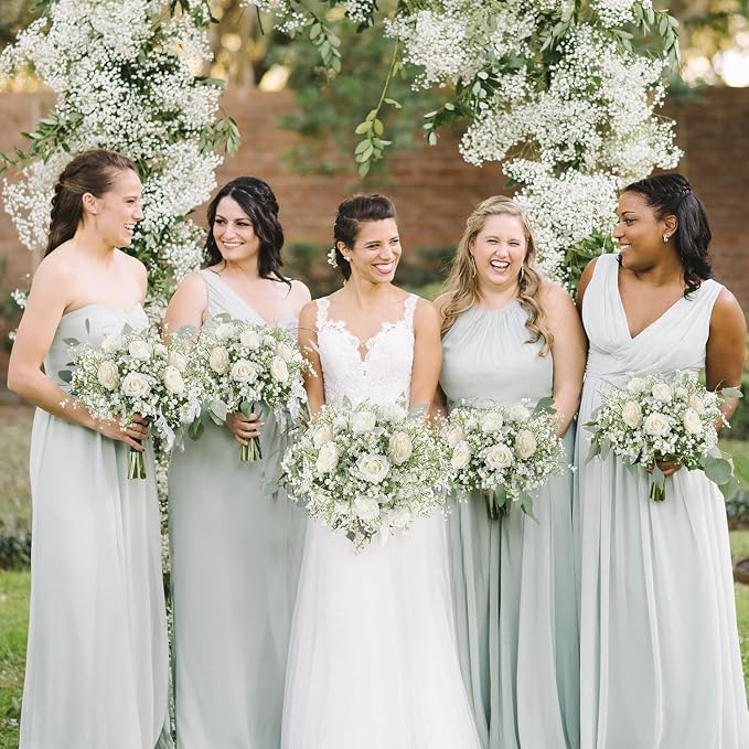 6 PCS Babys Breath Artificial Flowers Fake Babys Breath Flowers Artificial Bulk White Gypsophila Bouquets Real Touch Faux Flowers for Wedding Floral Arrangement Party Home Decoration