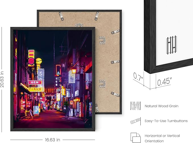 HAUS AND HUES Tokyo Poster Japanese Wall Art – Japanese Anime Neon Decor, Tokyo Japan City Lights Poster, Urban Wall Art for Room (Black Frame, 16x20)