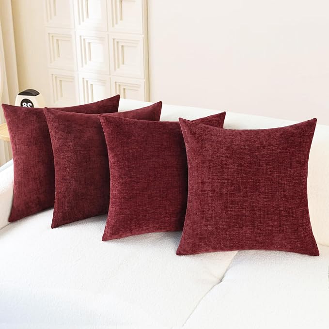 CaliTime Decorative Couch Throw Pillow Covers 18 X 18 Inches Burgundy