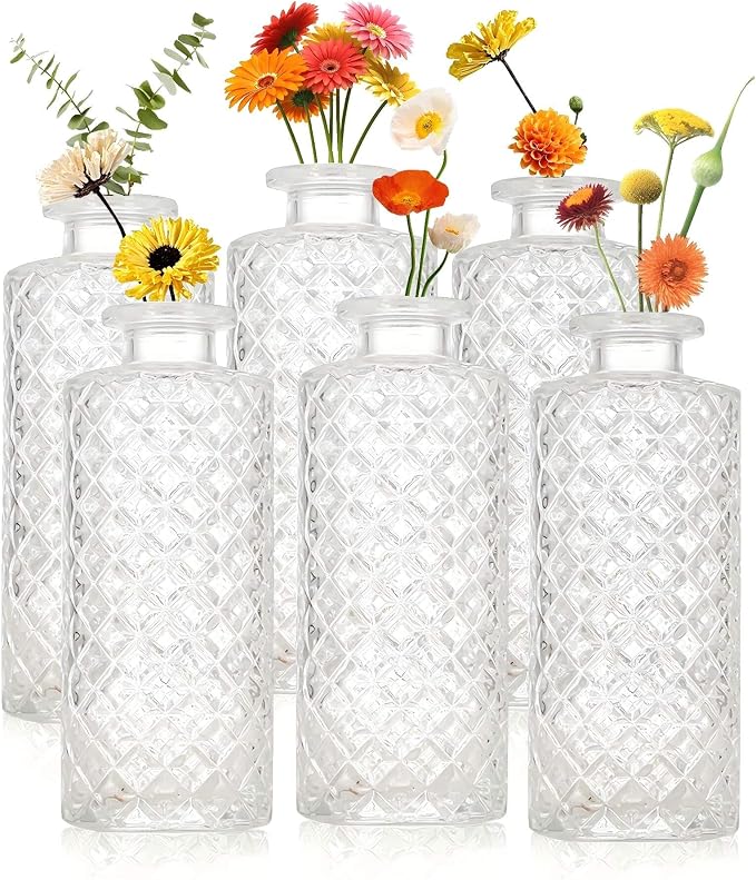 Glass Bud Vase Set of 33, Clear Small Vases Bulk for Wedding & Home Decor | Assorted Shapes & Sizes, Premium Clear Glass, Sturdy Packaging, Versatile for Weddings/Events/Home, Great Gift Choice