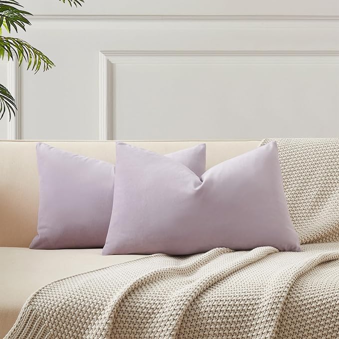 JUSPURBET 14x24 Velvet Decorative Throw Pillow Covers Set of 2,Lilac