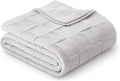 Whale Flotilla Checkered Knit Throw Blanket for Couch, Light Grey | Soft Decorative Knitted Blankets for Couch Sofa Bed, Lightweight Cozy Throws for Spring Summer, 60x80 Inch