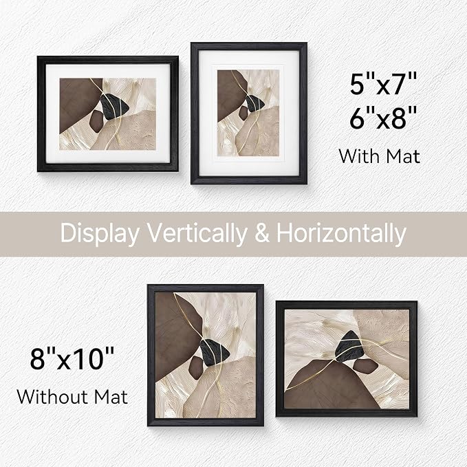 Black Walnut 8x10 Picture Frame, Lightweight Natural Wood Modern Frame