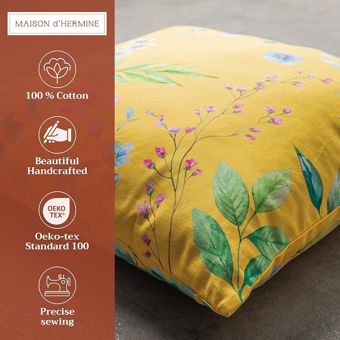 Maison d' Hermine Throw Pillow Covers 100% Cotton (18" x 18" - Pack of 1)