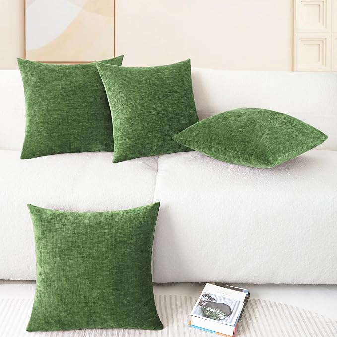 CaliTime Decorative Couch Throw Pillow Covers 18 X 18 Inches Forest Green
