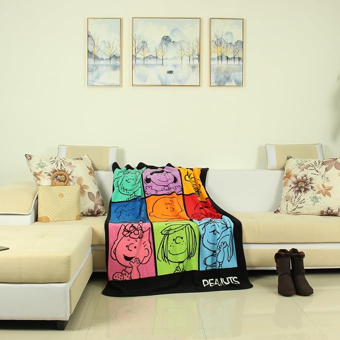 Silver Buffalo Peanuts Pig-Pen Lucy, Fleece Throw Blanket, 45x60in | Woodstock, Schroeder, Charlie Brown, Snoopy, Sally, Peppermint Patty, Linus, Soft and Cozy, 250 GSM