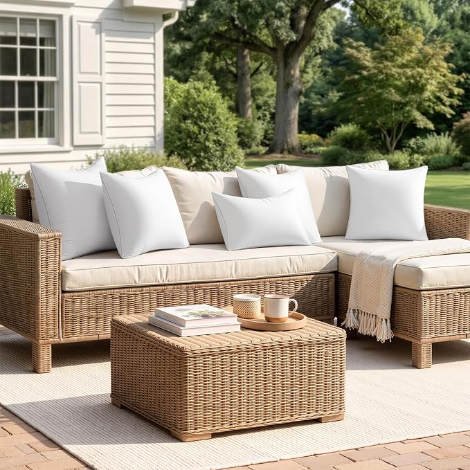 MIULEE Pack of 2 16x16 Outdoor Square Pillow Inserts for Patio Sofa Garden | Waterproof Decorative Throw Pillow Inserts for Patio Sofa Garden Porch Couch