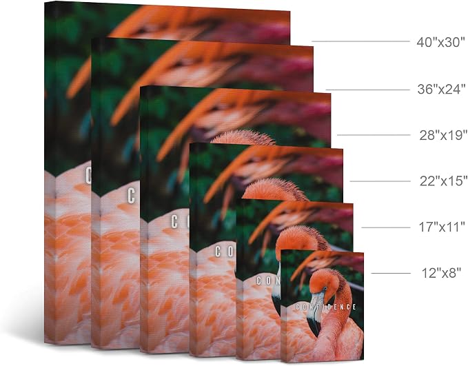 Smile Art Design Confidence Lettering Beautiful Flamingo Motivational Wall Art Canvas Print Inspirational Wall Art Entrepreneur Quote Office Living Room Decor Artwork Gift Ready to Hang 12x8