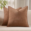 JUSPURBET 24x24 Chenille Decorative Throw Pillow Covers Set of 2,Mocha | Cozy Soft Cushion Covers Case with Hidden Zipper for Couch Sofa Bed Home Decor Living Room