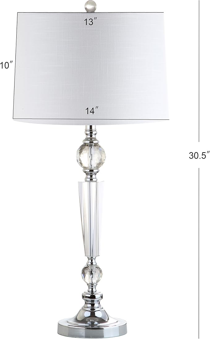 JONATHAN Y Emma 29.5" Clear Crystal Candlestick Table Lamp, Set of 2