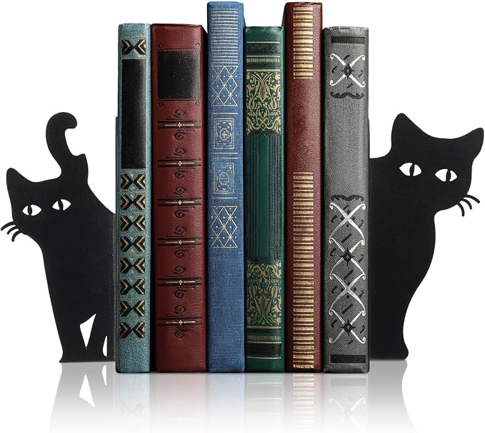 Geelin Peeping Cat Bookends Set of 2 Metal Book Ends for Shelves