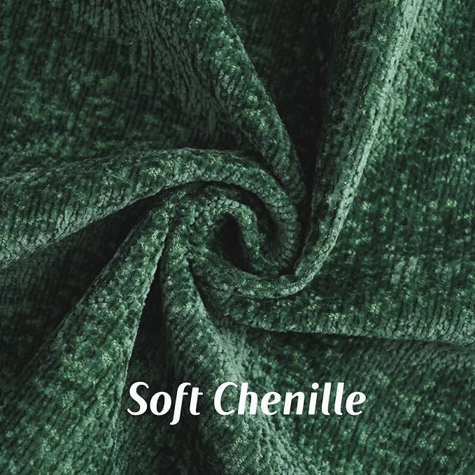 FUTEI Pack of 2 Chenille Soft Throw Pillow Covers 20x20 Inch, Dark Green