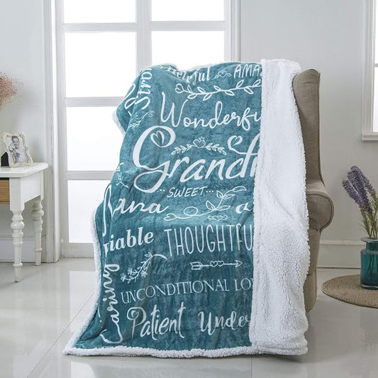 Piwaka Grandma Blanket - Christmas Gift Box for Grandma from Grandkids, Cozy Fleece Throw for Grandmother, Nana, Abuela, Gigi, Sentimental Birthday Gifts to Celebrate Love and Warmth (Teal)