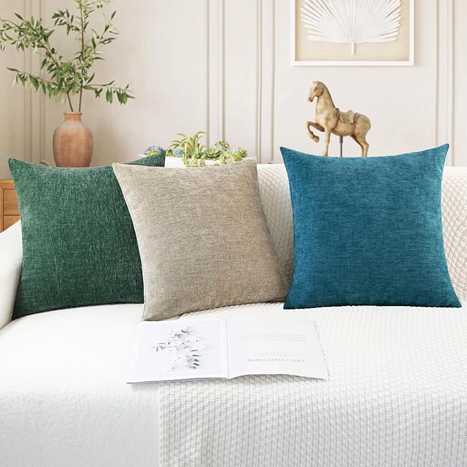 CaliTime Decorative Couch Throw Pillow Covers 24 X 24 Inches Light Taupe