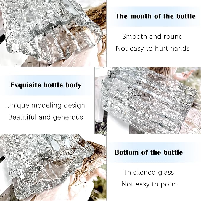 Aoderun Glass Vase Crystal Vase Heavy Duty Large Flower Vase for Dining Table Kitchen Office Home Shelf Wedding Living Room Centerpieces(Clear)