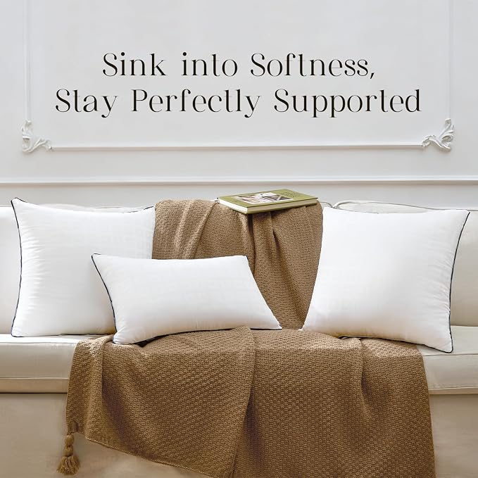 Phantoscope 18x18 Pillow Inserts, Decorative Throw Pillow Inserts with 100% Cotton Cover, Virgin Fiber Pillow Sham Stuffer, Square Couch Cushion Pillows, Pack of 2, 18x18 Inch