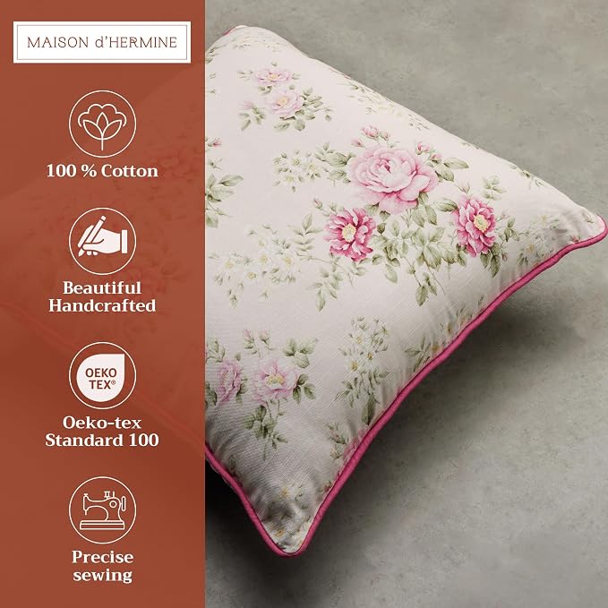 Maison d' Hermine Throw Pillow Covers 100% Cotton (18" x 18" - Pack of 1)