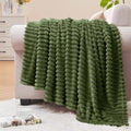 BEDELITE 3D Ribbed Jacquard Moss Fleece Throw Blanket for Couch, 50x60 Inch | Soft Warm Decorative Fluffy Blanket, Cozy Plush Lightweight Fuzzy Throw Blanket for Bed Sofa Home Room Decor, Gift for Women