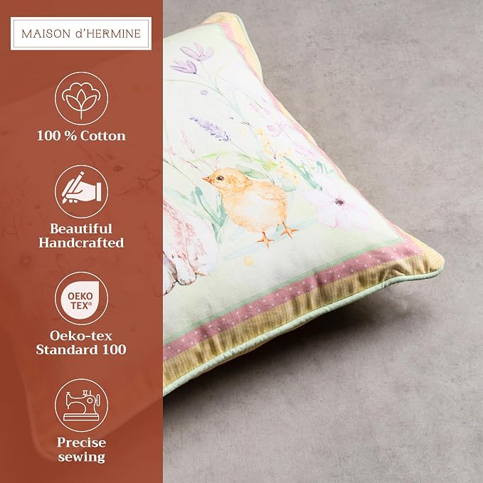 Maison d' Hermine Throw Pillow Covers 100% Cotton (20" x 20" - Pack of 1)