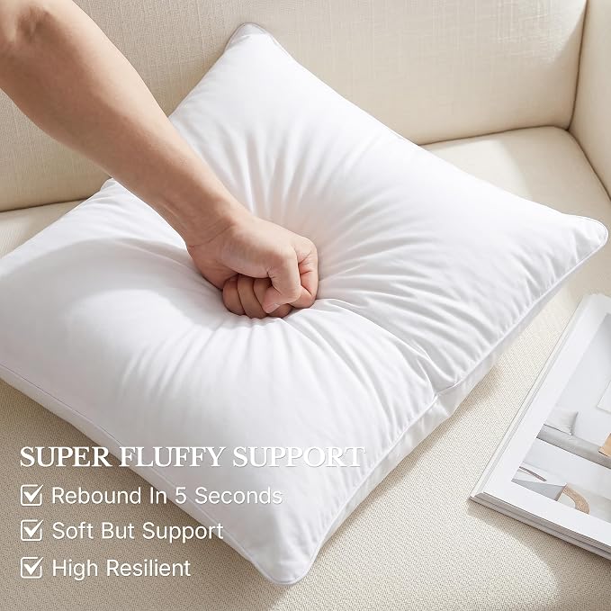 Leeden 12 x 20 Pillow Inserts (Set of 2) - Throw Pillow Inserts with 100% Cotton Cover - Decorative Rectangle Interior Sofa Pillow Inserts with Zipper for Sofa, Couch and Home Decor- White