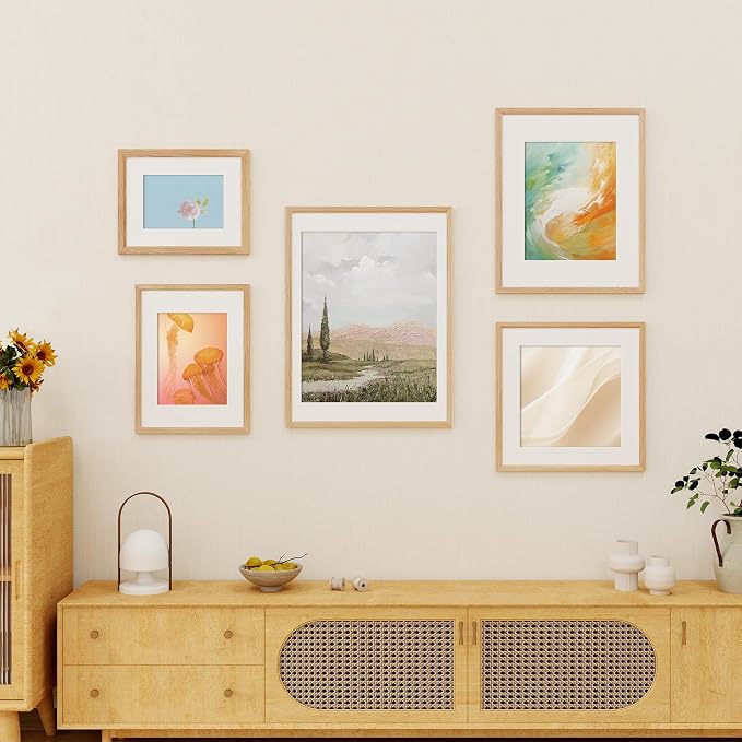 Fun Memories 12x18 Oak Picture Frame for Wall, 12x18 Frame with Matted to 8.5x11, Solid Wood Picture Frames for Wall Art Photo and Prints (Natural, 1 Pack)