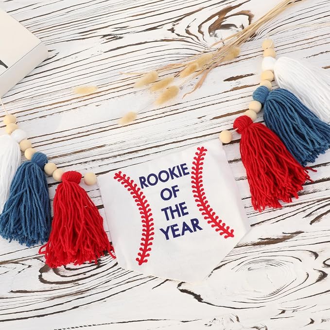 Rookie of The Year First Birthday Decorations for Boy One High Chair Banner