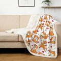 BlessLiving Cute Watercolor Dogs Pattern Fleece Blanket Shiba Inu Puppy Sherpa Reversible Throw Animal Print Plush Blanket (Twin, 60 x 80 Inches)