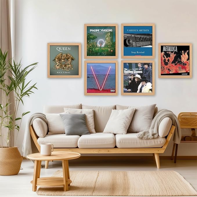 16x16 Picture Frame-Natural,12x12 Mat,Engineered Wood,Polished Plexiglass