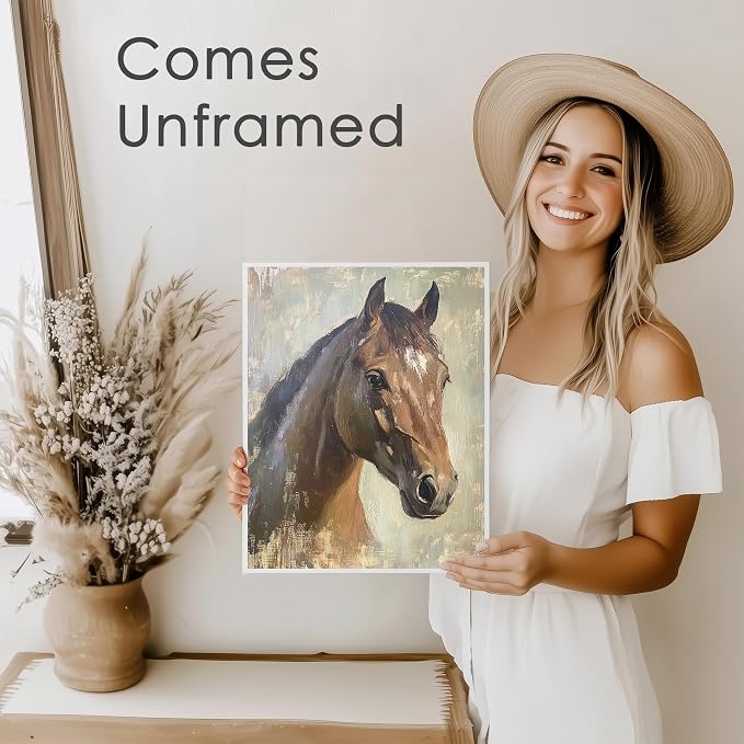DREAM BIG PRINTABLES Portrait of a Horse Art Print - 11x14 | Rustic Wall Art for Western Home Decor | Farmhouse Wall Pictures for Bedroom | Living Room Wall Art | Office Wall Decor for Home