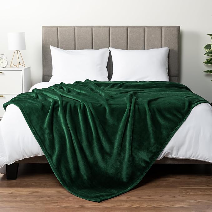 PAVILIA Fleece Blanket Throw Twin Size | Super Soft, Plush, Luxury Flannel Throw | Lightweight Microfiber Blanket for Sofa Couch Bed (Emerald Green, 60x80 inches)