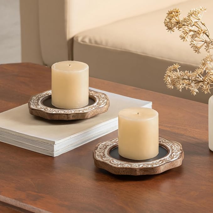 JFY Designs Celesta Duo Candle Holders for Pillar Farmhouse Fireplace Décor