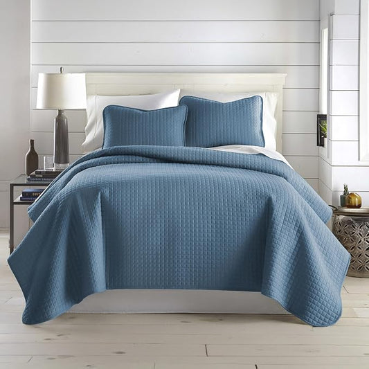 Southshore Fine Living, Inc. Twin Size Quilts, Microfiber Quilt, Lightweight Bedspread & Coverlet Sets, Pet Hair Resistant Bedding, XLTwin Quilt Coverlet with Pillow Sham, Coronet Blue Bedding