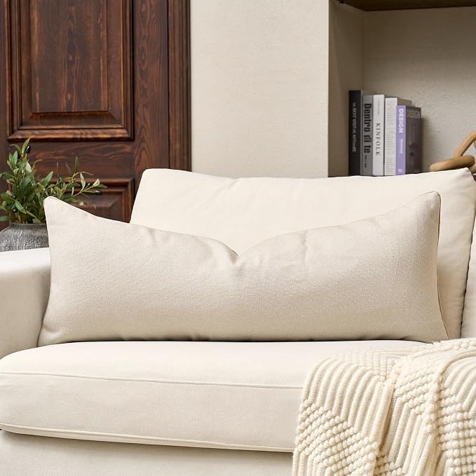 Yangest Neutral Floral Pillow Cover 14 x 36 Inches, Vintage Chenille Accent Throw Pillow Cover Soft Decorative Farmhouse Accent Couch Pillow Cover for Living Room Bedroom, Beige