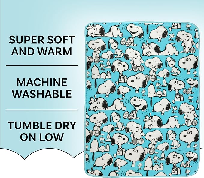 Silver Buffalo Peanuts Snoopy Multi Pose, Fleece Throw Blanket, 45x60in | Expression, Soft and Cozy, 180 GSM