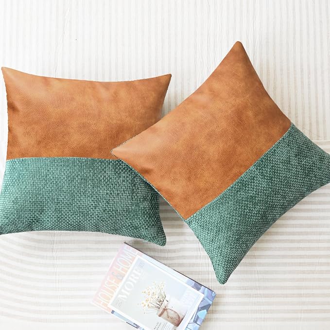CaliTime Decorative Couch Throw Pillow Covers 18 X 18 Inches Deep Teal