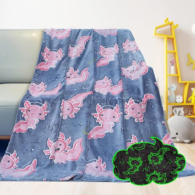 GEULAY Axolotl Blanket for Toddler Girls, 40x50 Inches | Small, Flece Throw, Axolotl Toys, Kids Room Decor, Birthday Gift, Ages 2-10