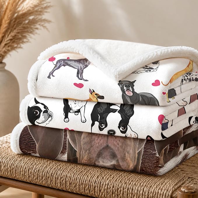 BlessLiving Great Dane White Throw Blanket with Dense Black Dog Patterns Sherpa Fleece Blanket Couch Bed, Soft Cozy Warm Pet Blankets for Puppy Lovers Cute Animal Print Gift 50x60 Inches | sherpa fleece fabric, Great Dense Pet Blankets Puppy Lovers pri...