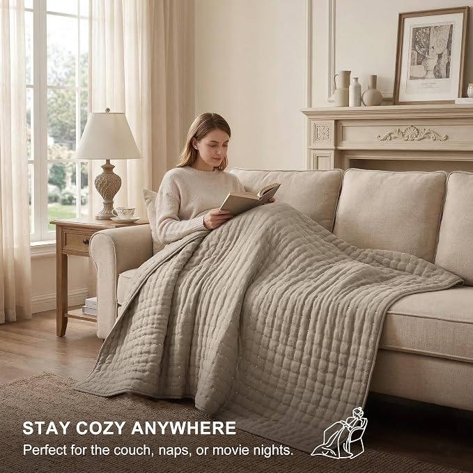 WDCOZY White Cloud Quilt Set Queen Size, Lightweight Soft Cross Stitch Bedspread, Farmhouse Rustic Country Coverlet, Spring Summer Thin Comforter, 3 Pieces, 2 Pillow Shams, 90x90 inches