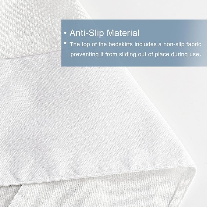 HIG Chic 12'' Queen BedSkirts Scallop Edge Pleated Dust Ruffle | Easy Fit, Anti-Slip, Thick Fabric for Enhanced Privacy, Pre-Washed for Long-Lasting Use, Off White/Navy