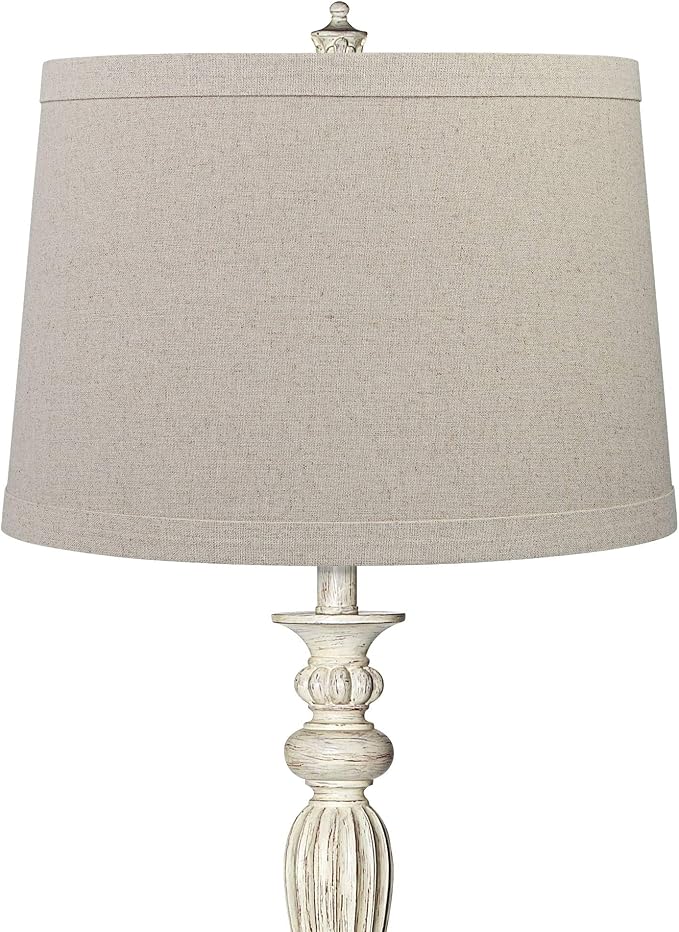 360 Lighting Vintage Chic 60" Tall Burlap Shade Antique White Floor Lamp