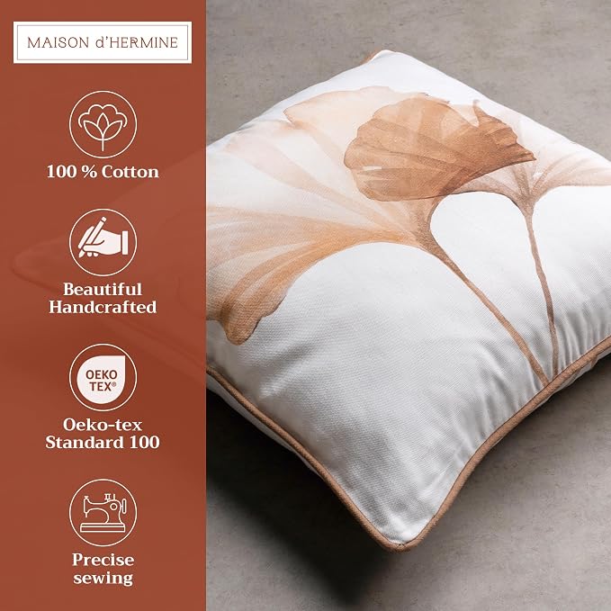 Maison d' Hermine Throw Pillow Covers 100% Cotton (18" x 18" - Pack of 1)