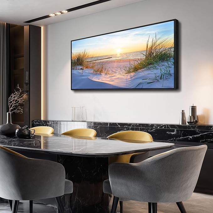 MHARTK66 Large Wall Art for Living Room Modern Wall Decor for Bedroom Beach Landscapes Painting Coastal Picture Ocean Sunset Artwork for Walls Canvas Prints for Bathroom Office Framed Home Decorations