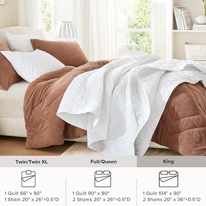 Comfort Spaces Kienna Bed Quilt Set King Size 3P, 104"x90" White Diamond | Soft Cozy Lightweight Summer Coverlet Cal King, Quilted Bedspreads Extra Layer, Modern Casual Bedroom Decor, OEKO-TEX