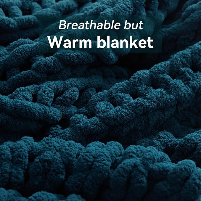 Negwoo Chunky Knit Throw Blanket, Knitted Throw Chenille Yarn, 30"*40" | Soft Thick Cable Knitted Blankets, Handmade Big Thick Blanket, Machine Washable Cute Comfy Blanket for Home Decor, Yellow