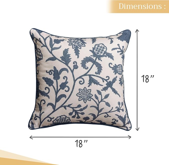 Maison d' Hermine Throw Pillow Covers 100% Cotton (18" x 18" - Pack of 1)